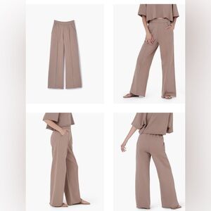 TKEES $120 Athleisure Raw Edge Wide Leg Trouser Sweat Pants minimalist 0 XS Tall